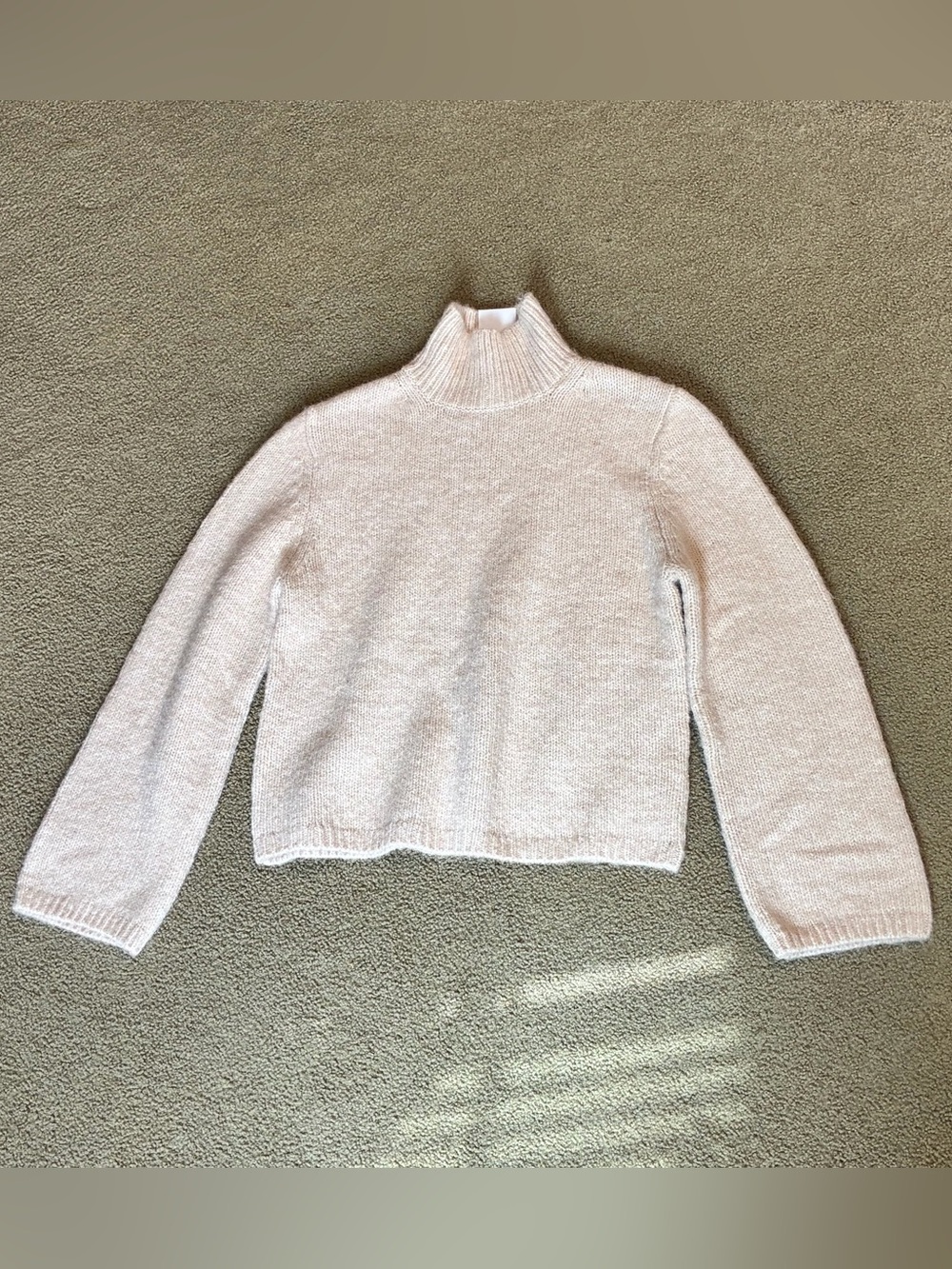 NWT H&M Women’s Beige Knit Mock Neck Solid Long Sleeve Pullover Sweater Size M